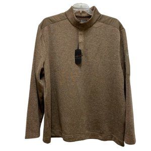 Greg Norman Pullover Men Sweater XL Button Mock Neck Long Sleeve Pocket Blk/Grey